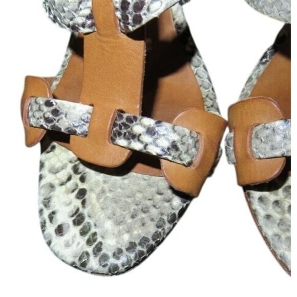 Pedro Garcia Mariel Python Embossed Vachetta Leather Pin Heels Sandals STUNNING! - Picture 2 of 16
